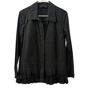 Sachin + Babi Black Pleated Tulle Trim Button Down Shirt Size 6 Whimsigoth Chic